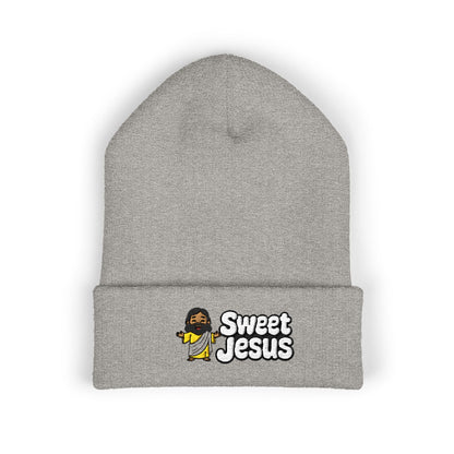 Sweet Jesus Embroidered Beanie — Religious Cuffed Knit Hat