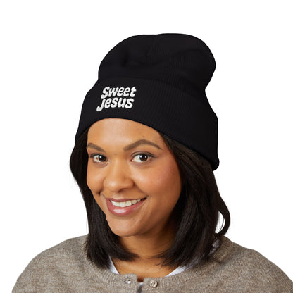 Sweet Jesus Embroidered Beanie, Classic Cuffed Winter Hat, Funny Gift for Christians, Cozy Casual Accessory, Holiday Apparel