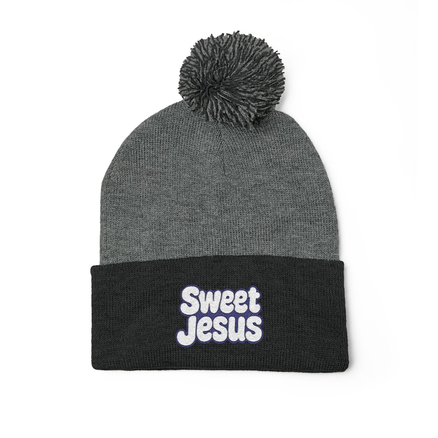 Beanie Hat - Don't Let Fall Sneak Up on You - Embroidered Pom-Pom Knit Cap