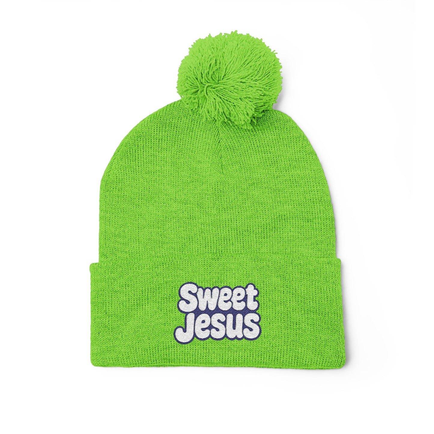Beanie Hat - Don't Let Fall Sneak Up on You - Embroidered Pom-Pom Knit Cap