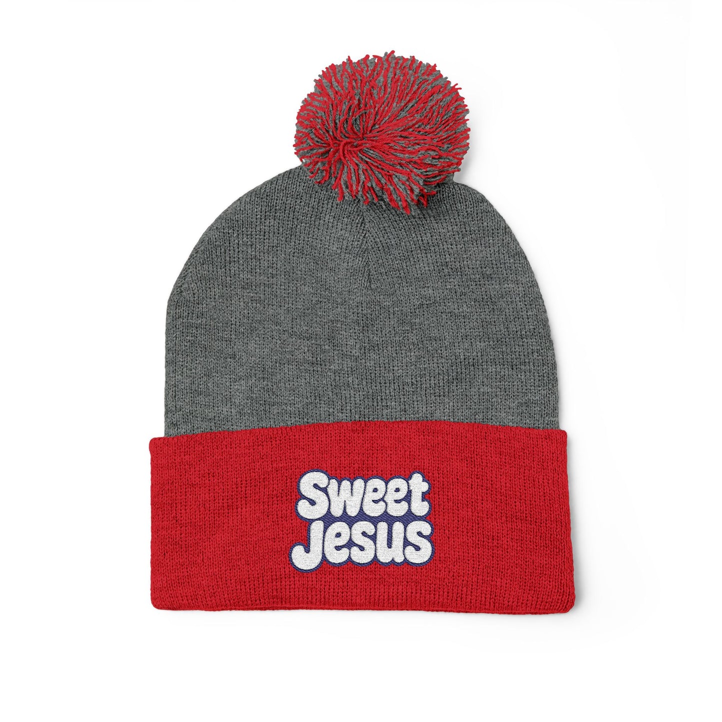 Beanie Hat - Don't Let Fall Sneak Up on You - Embroidered Pom-Pom Knit Cap