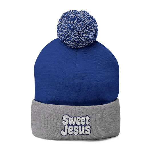 Beanie Hat - Don't Let Fall Sneak Up on You - Embroidered Pom-Pom Knit Cap