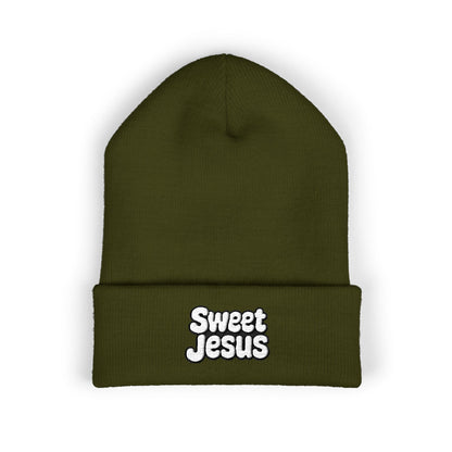 Sweet Jesus Embroidered Beanie, Classic Cuffed Winter Hat, Funny Gift for Christians, Cozy Casual Accessory, Holiday Apparel