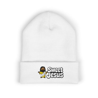 Sweet Jesus Embroidered Beanie — Religious Cuffed Knit Hat
