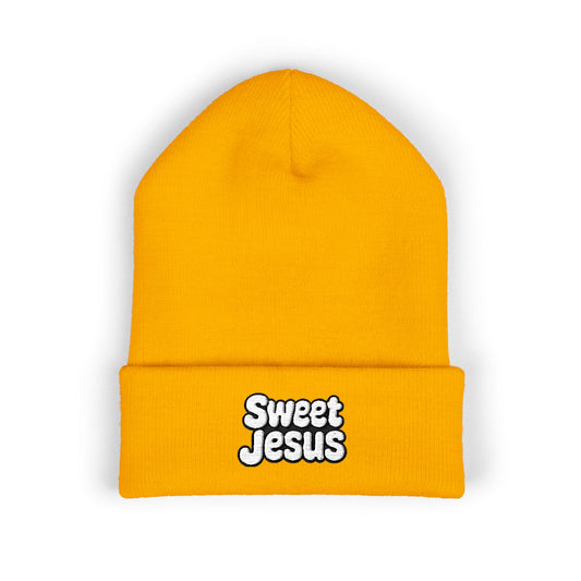 Sweet Jesus Embroidered Beanie, Classic Cuffed Winter Hat, Funny Gift for Christians, Cozy Casual Accessory, Holiday Apparel