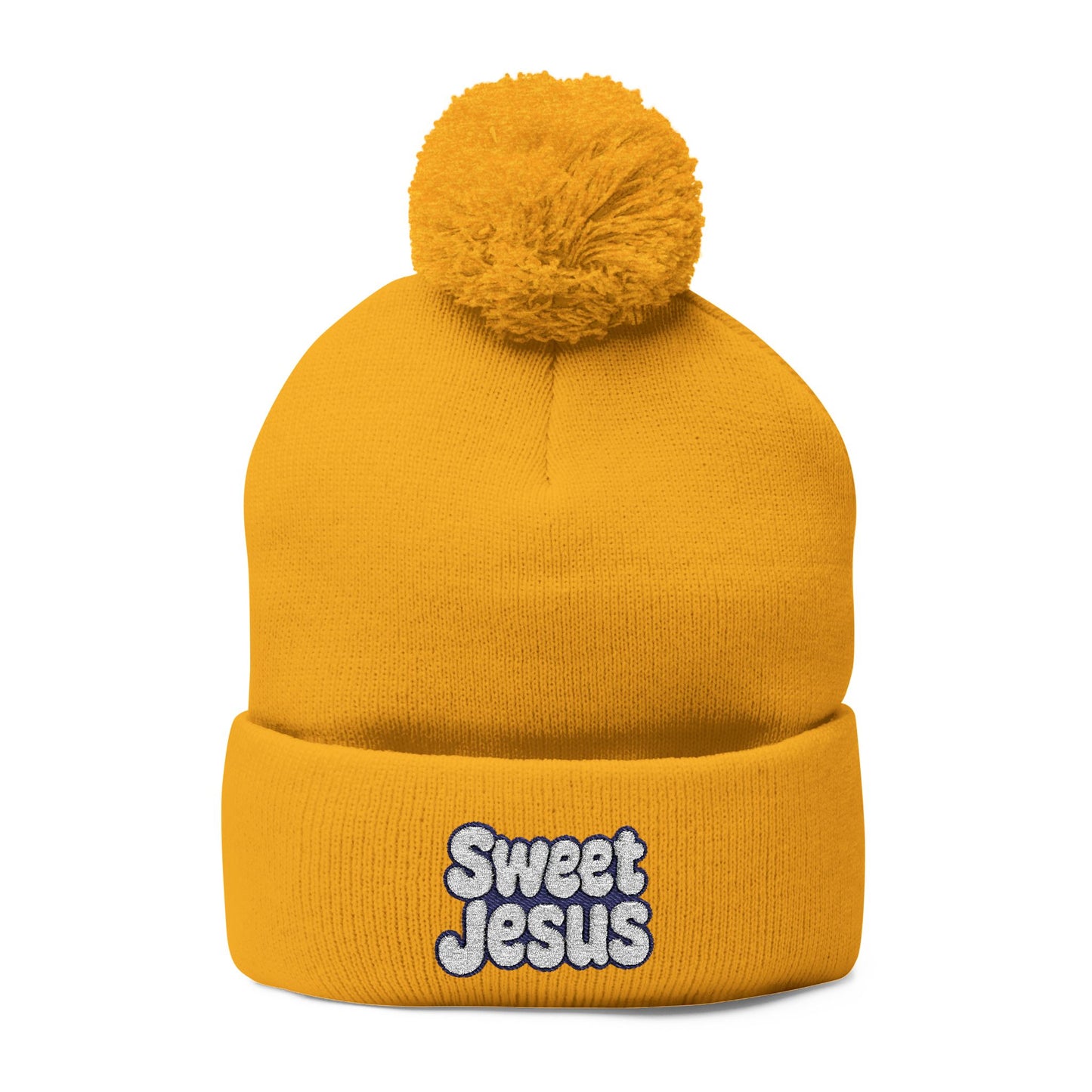 Beanie Hat - Don't Let Fall Sneak Up on You - Embroidered Pom-Pom Knit Cap