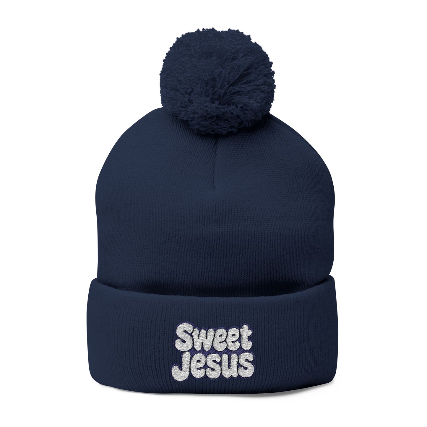 Beanie Hat - Don't Let Fall Sneak Up on You - Embroidered Pom-Pom Knit Cap