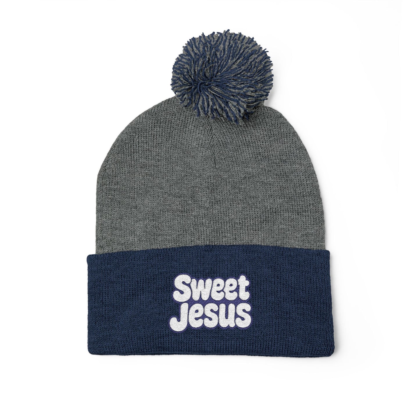 Beanie Hat - Don't Let Fall Sneak Up on You - Embroidered Pom-Pom Knit Cap
