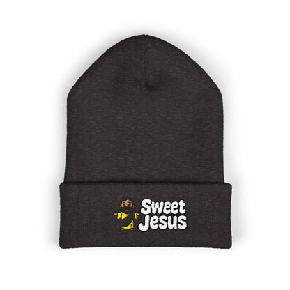 Sweet Jesus Embroidered Beanie — Religious Cuffed Knit Hat