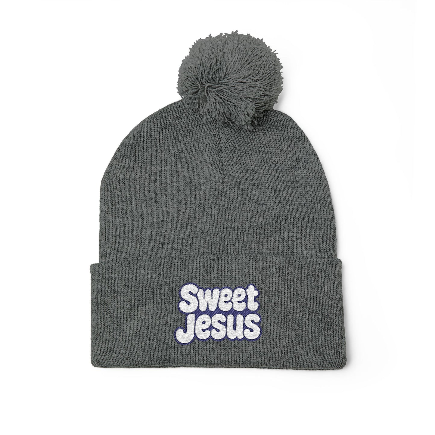 Beanie Hat - Don't Let Fall Sneak Up on You - Embroidered Pom-Pom Knit Cap