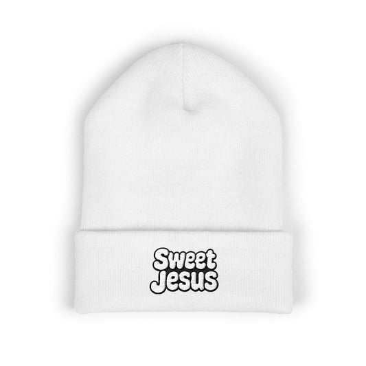 Sweet Jesus Embroidered Beanie, Classic Cuffed Winter Hat, Funny Gift for Christians, Cozy Casual Accessory, Holiday Apparel