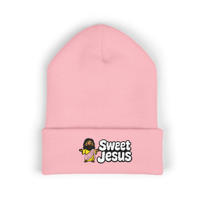 Sweet Jesus Embroidered Beanie — Religious Cuffed Knit Hat