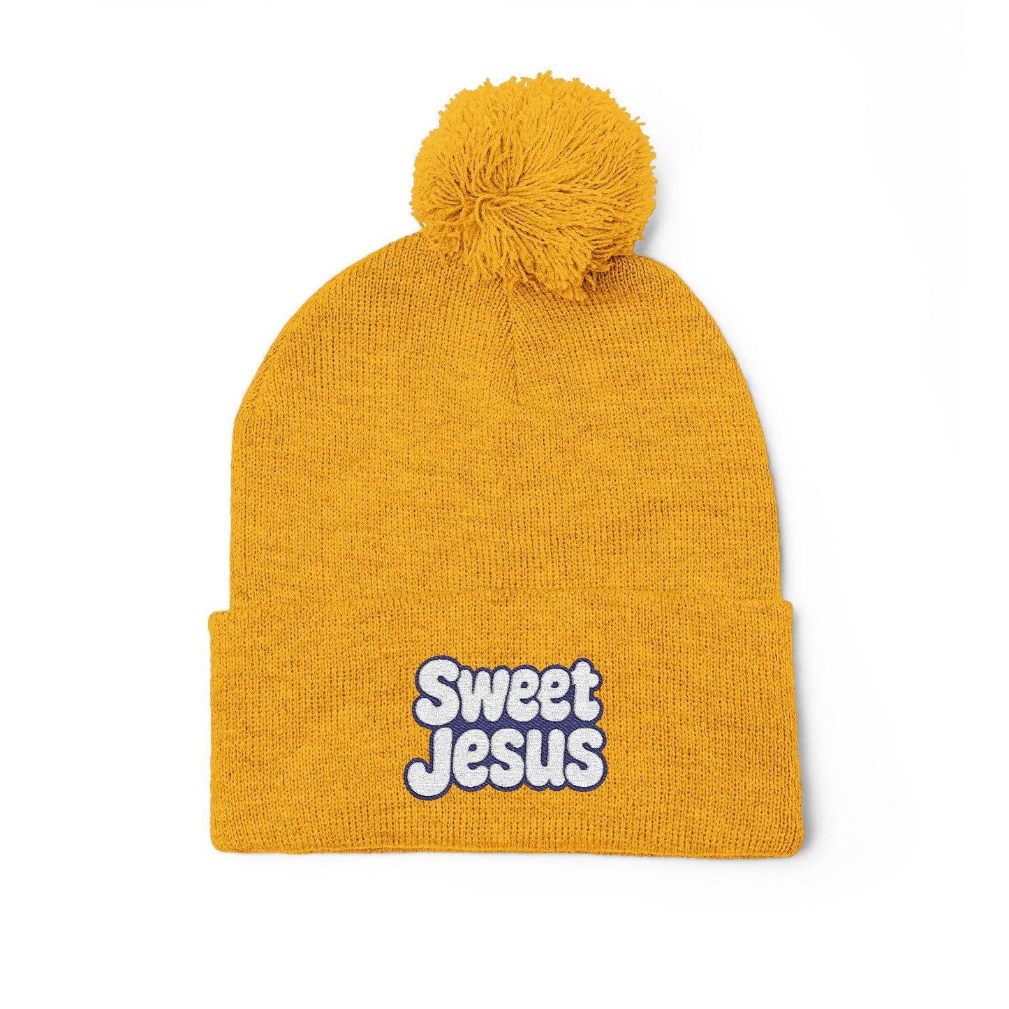 Beanie Hat - Don't Let Fall Sneak Up on You - Embroidered Pom-Pom Knit Cap