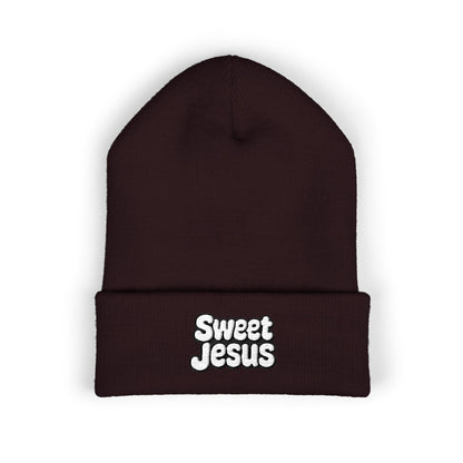 Sweet Jesus Embroidered Beanie, Classic Cuffed Winter Hat, Funny Gift for Christians, Cozy Casual Accessory, Holiday Apparel