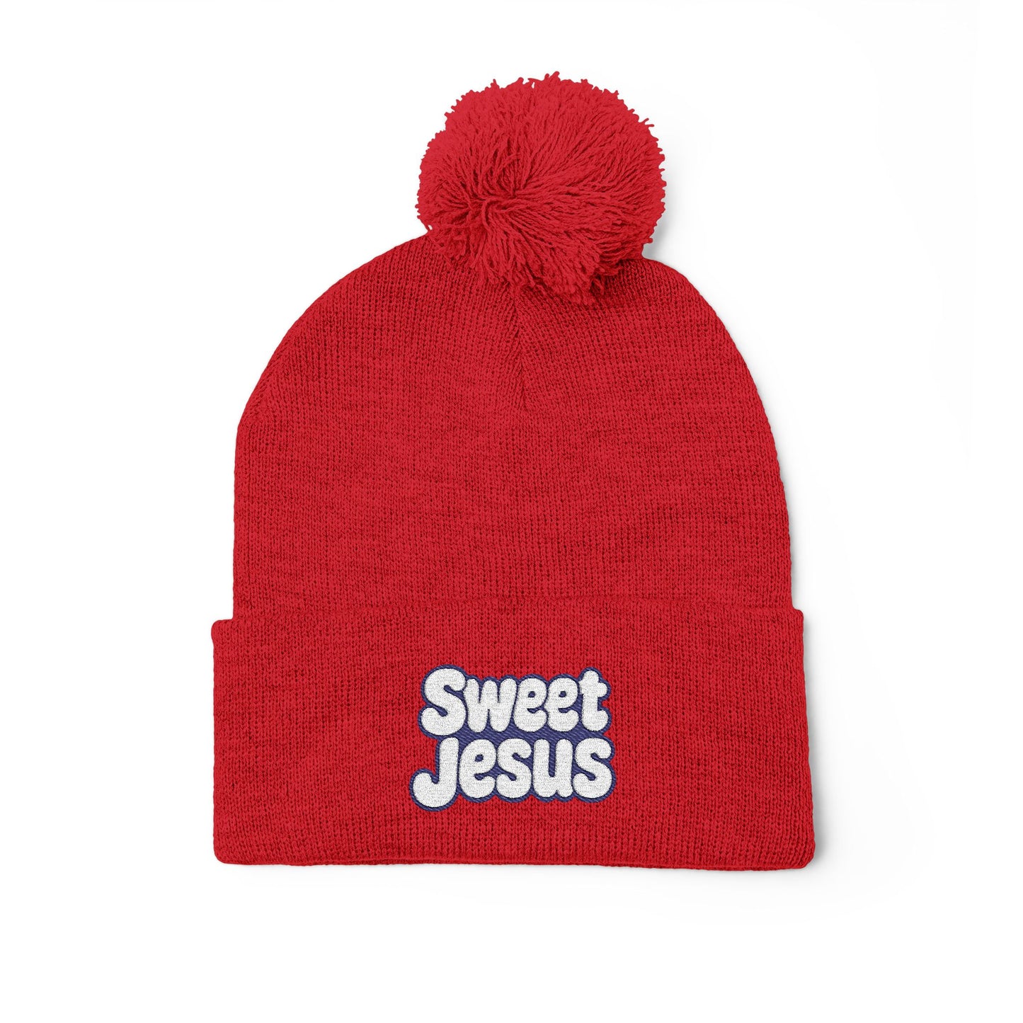 Beanie Hat - Don't Let Fall Sneak Up on You - Embroidered Pom-Pom Knit Cap
