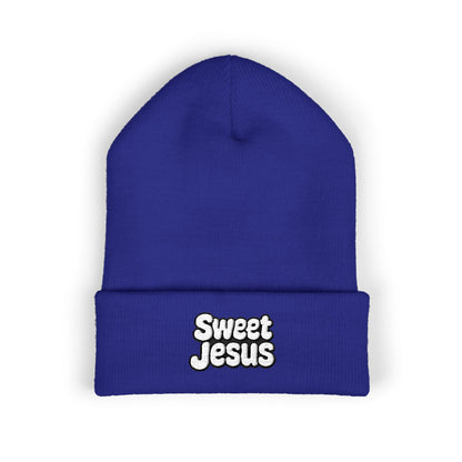 Sweet Jesus Embroidered Beanie, Classic Cuffed Winter Hat, Funny Gift for Christians, Cozy Casual Accessory, Holiday Apparel