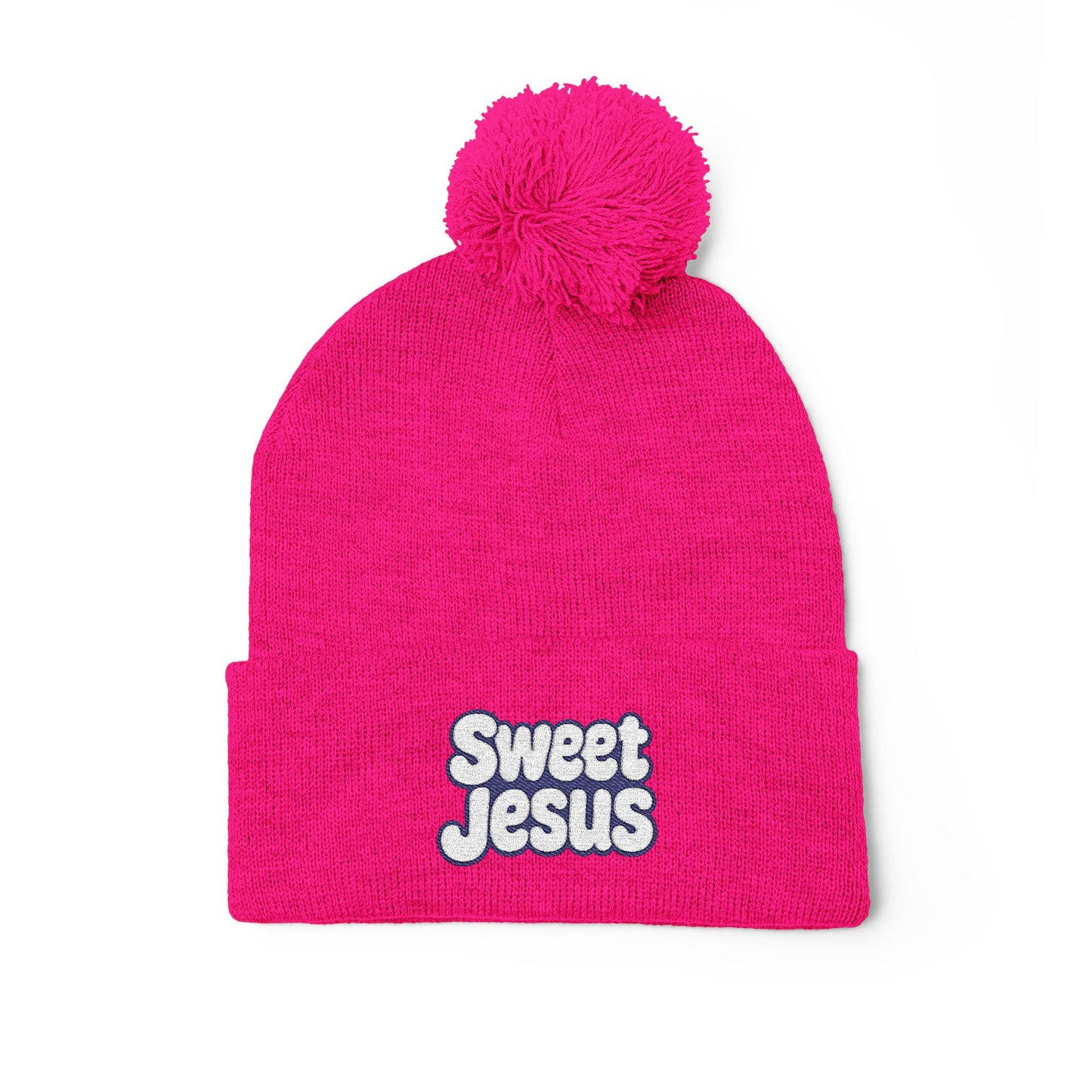 Beanie Hat - Don't Let Fall Sneak Up on You - Embroidered Pom-Pom Knit Cap
