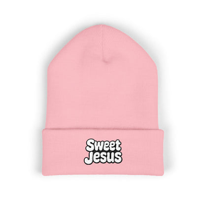 Sweet Jesus Embroidered Beanie, Classic Cuffed Winter Hat, Funny Gift for Christians, Cozy Casual Accessory, Holiday Apparel