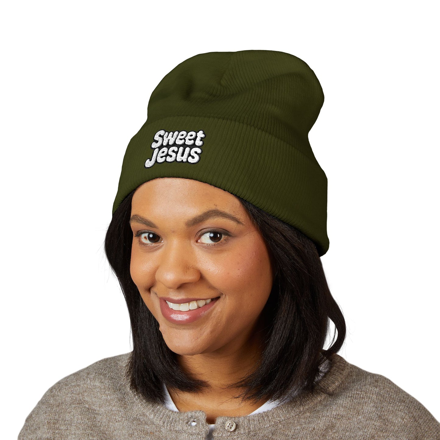 Sweet Jesus Embroidered Beanie, Classic Cuffed Winter Hat, Funny Gift for Christians, Cozy Casual Accessory, Holiday Apparel