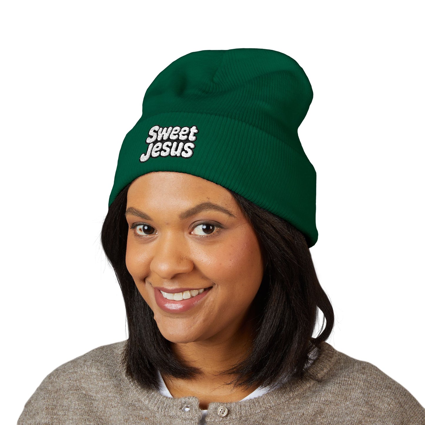 Sweet Jesus Embroidered Beanie, Classic Cuffed Winter Hat, Funny Gift for Christians, Cozy Casual Accessory, Holiday Apparel