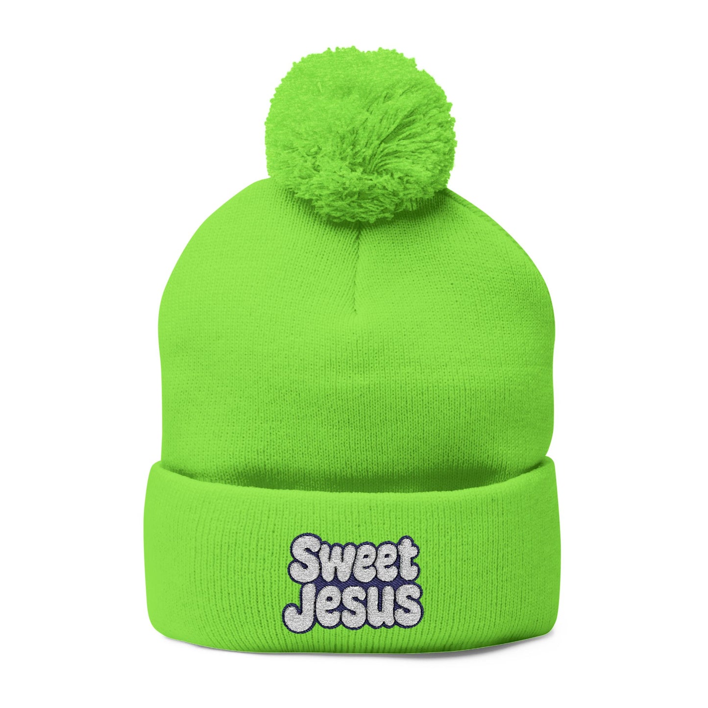 Beanie Hat - Don't Let Fall Sneak Up on You - Embroidered Pom-Pom Knit Cap