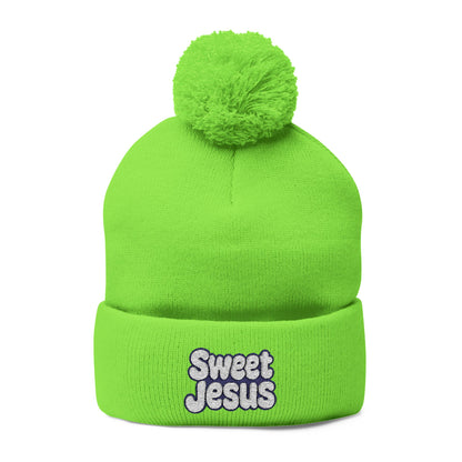 Beanie Hat - Don't Let Fall Sneak Up on You - Embroidered Pom-Pom Knit Cap