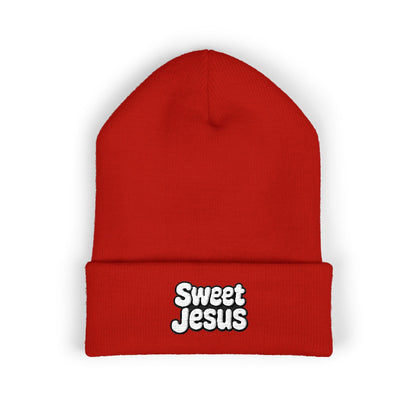 Sweet Jesus Embroidered Beanie, Classic Cuffed Winter Hat, Funny Gift for Christians, Cozy Casual Accessory, Holiday Apparel