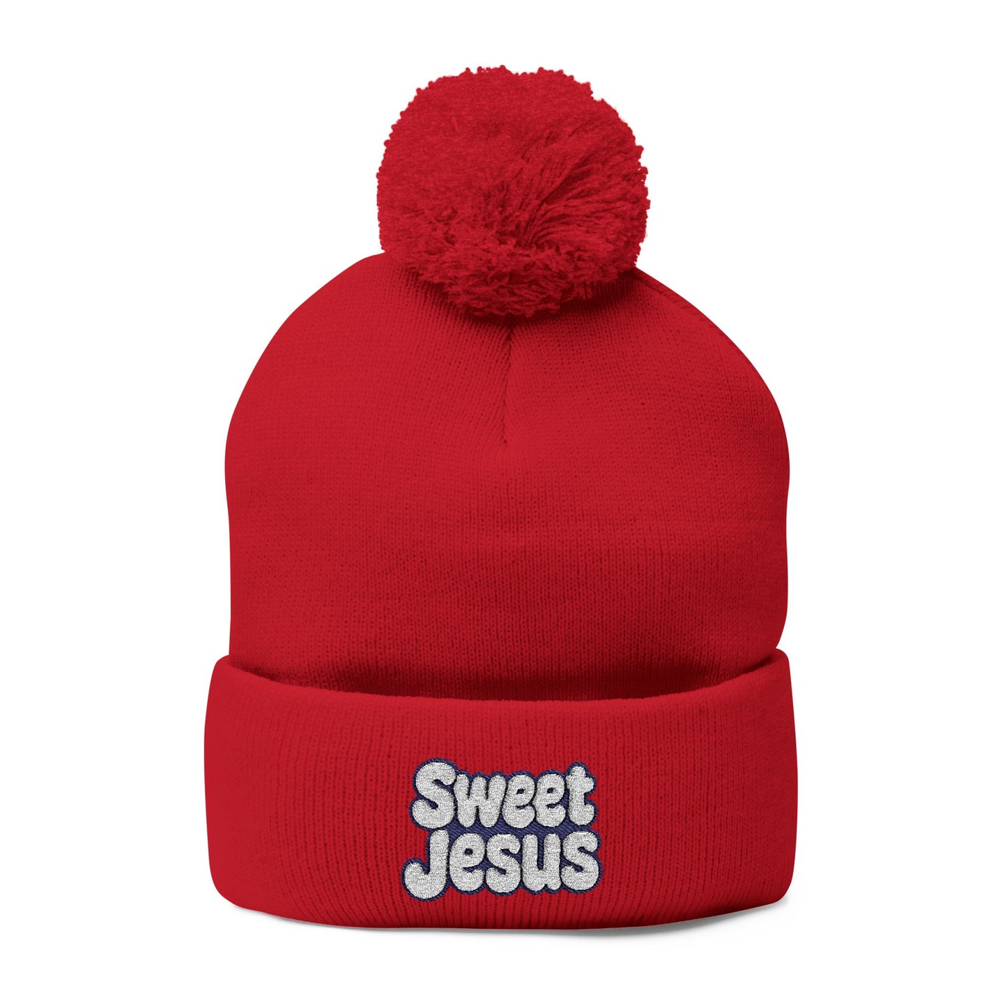 Beanie Hat - Don't Let Fall Sneak Up on You - Embroidered Pom-Pom Knit Cap