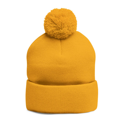Beanie Hat - Don't Let Fall Sneak Up on You - Embroidered Pom-Pom Knit Cap