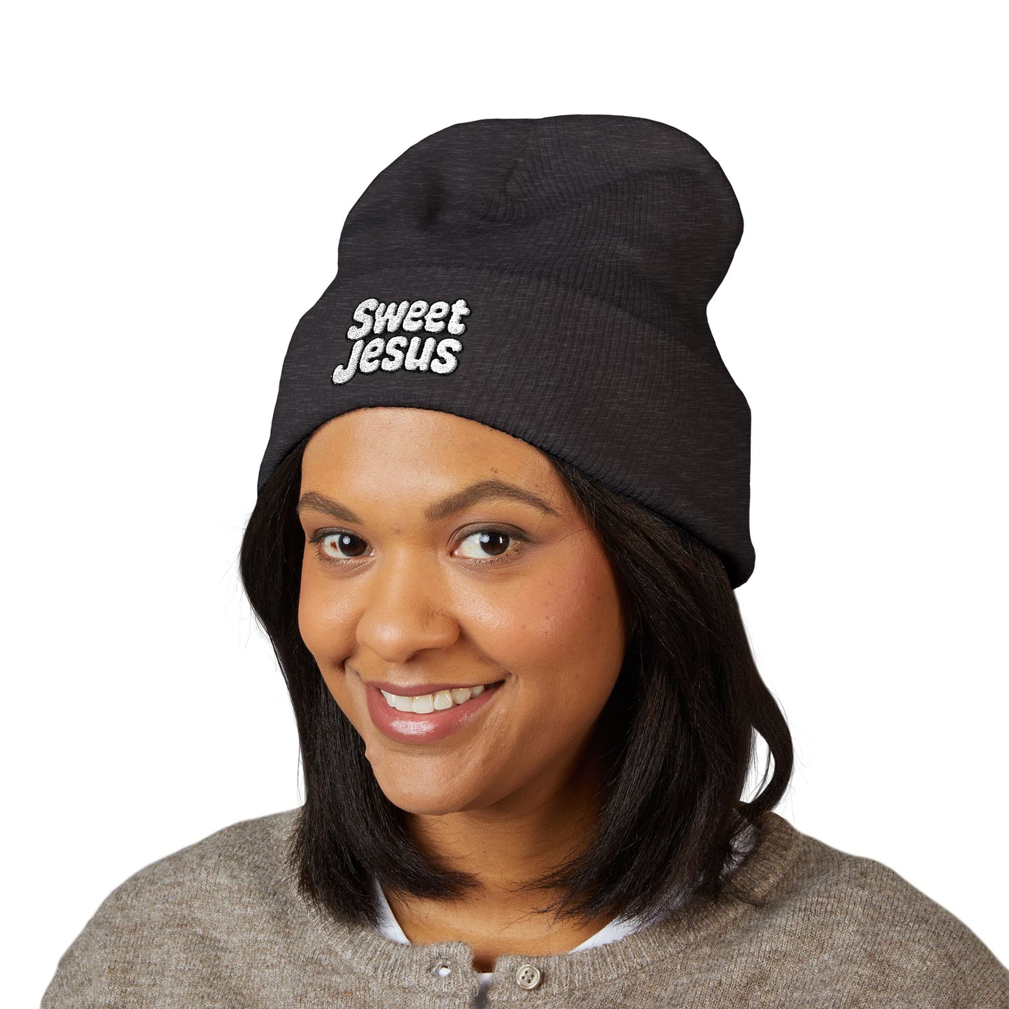 Sweet Jesus Embroidered Beanie, Classic Cuffed Winter Hat, Funny Gift for Christians, Cozy Casual Accessory, Holiday Apparel