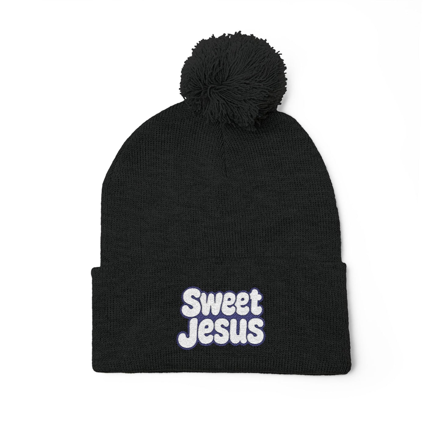 Beanie Hat - Don't Let Fall Sneak Up on You - Embroidered Pom-Pom Knit Cap
