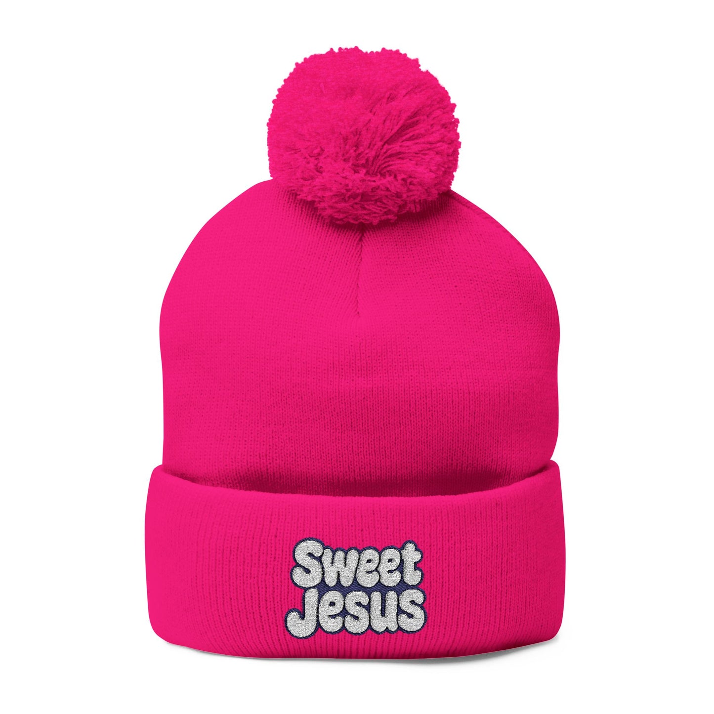 Beanie Hat - Don't Let Fall Sneak Up on You - Embroidered Pom-Pom Knit Cap