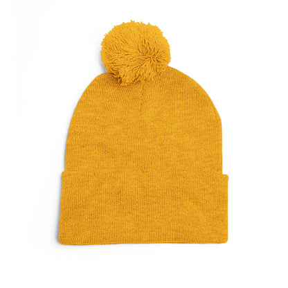 Beanie Hat - Don't Let Fall Sneak Up on You - Embroidered Pom-Pom Knit Cap