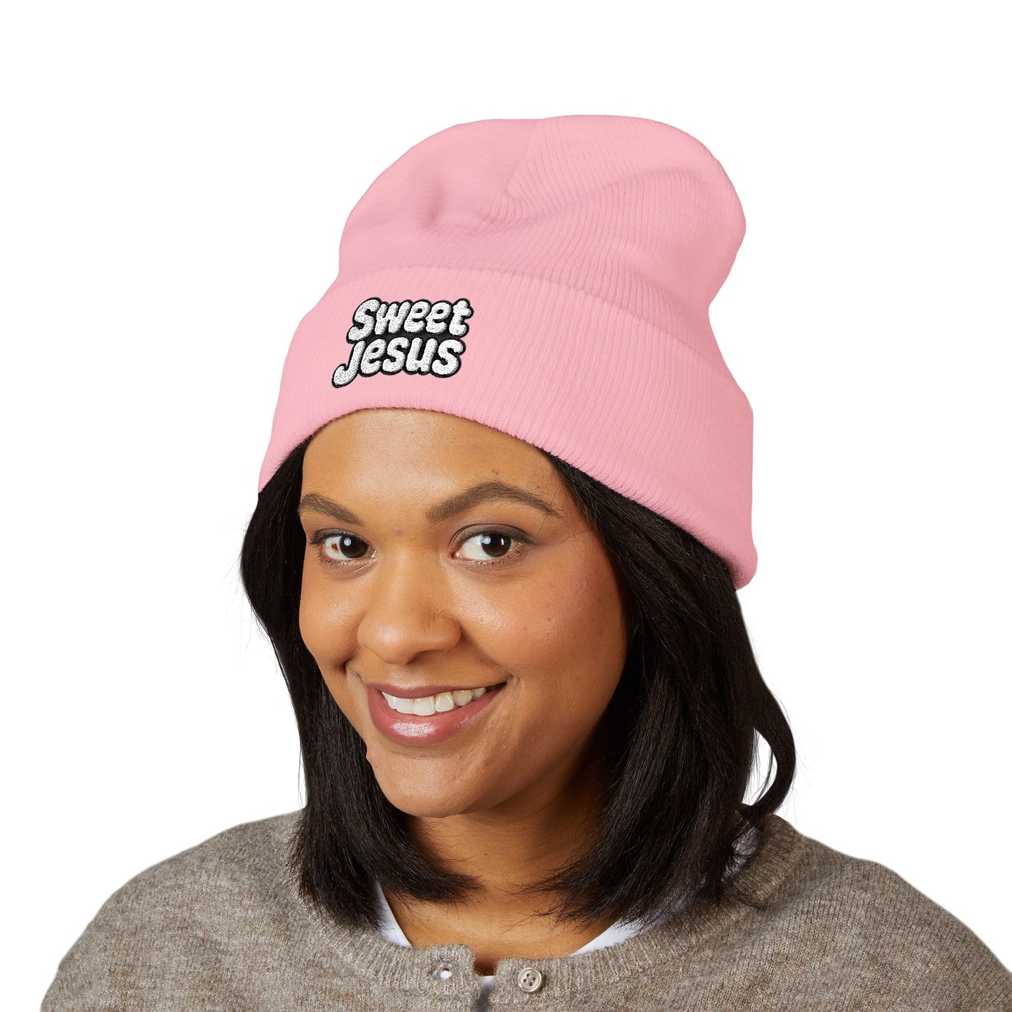 Sweet Jesus Embroidered Beanie, Classic Cuffed Winter Hat, Funny Gift for Christians, Cozy Casual Accessory, Holiday Apparel