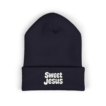 Sweet Jesus Embroidered Beanie, Classic Cuffed Winter Hat, Funny Gift for Christians, Cozy Casual Accessory, Holiday Apparel