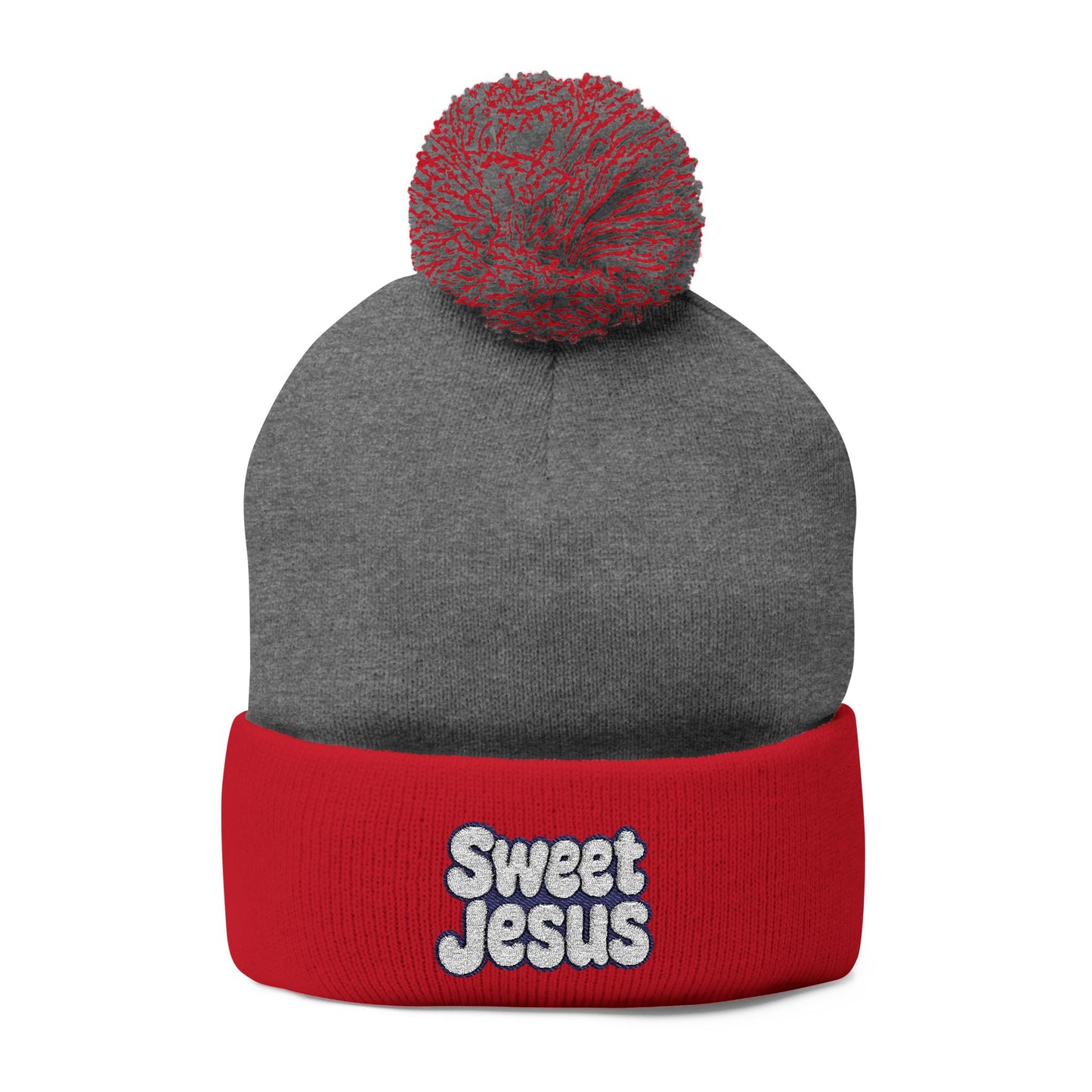 Beanie Hat - Don't Let Fall Sneak Up on You - Embroidered Pom-Pom Knit Cap