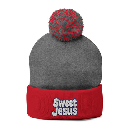 Beanie Hat - Don't Let Fall Sneak Up on You - Embroidered Pom-Pom Knit Cap