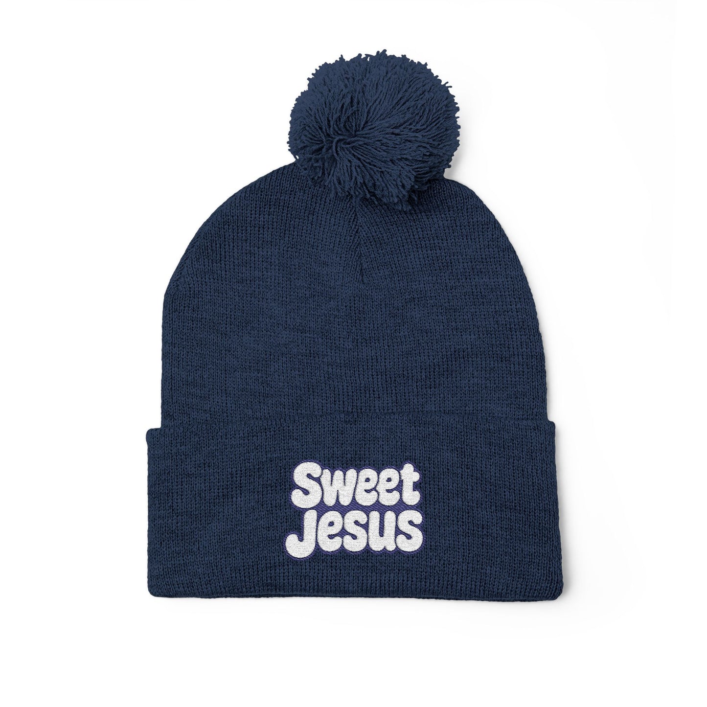 Beanie Hat - Don't Let Fall Sneak Up on You - Embroidered Pom-Pom Knit Cap