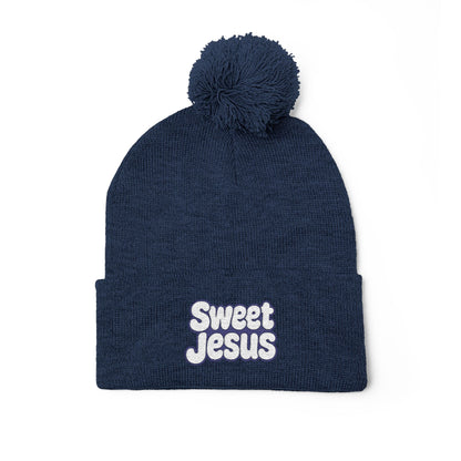 Beanie Hat - Don't Let Fall Sneak Up on You - Embroidered Pom-Pom Knit Cap